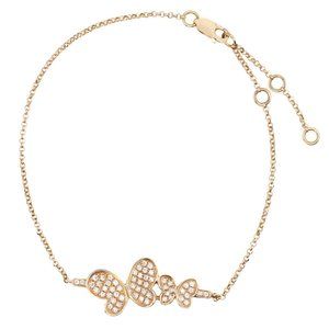 Rachel Koen Simple Diamond Butterfly Chain Bracelet 18k Rose Gold 0.36cttw